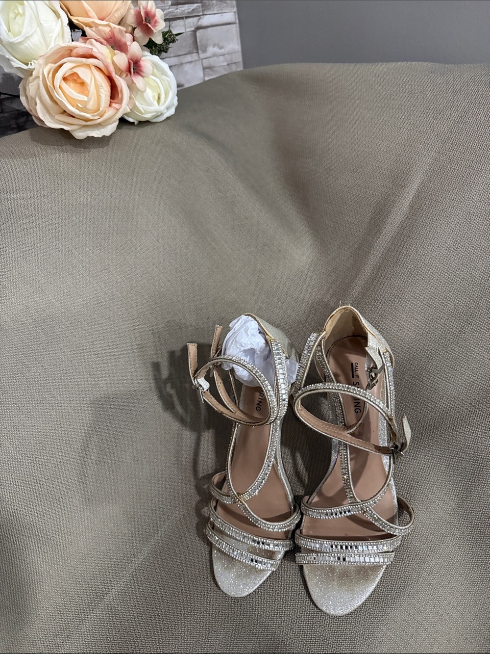 Call It Spring Gold Rhinestone Strappy Heels - Picture 7 of 7